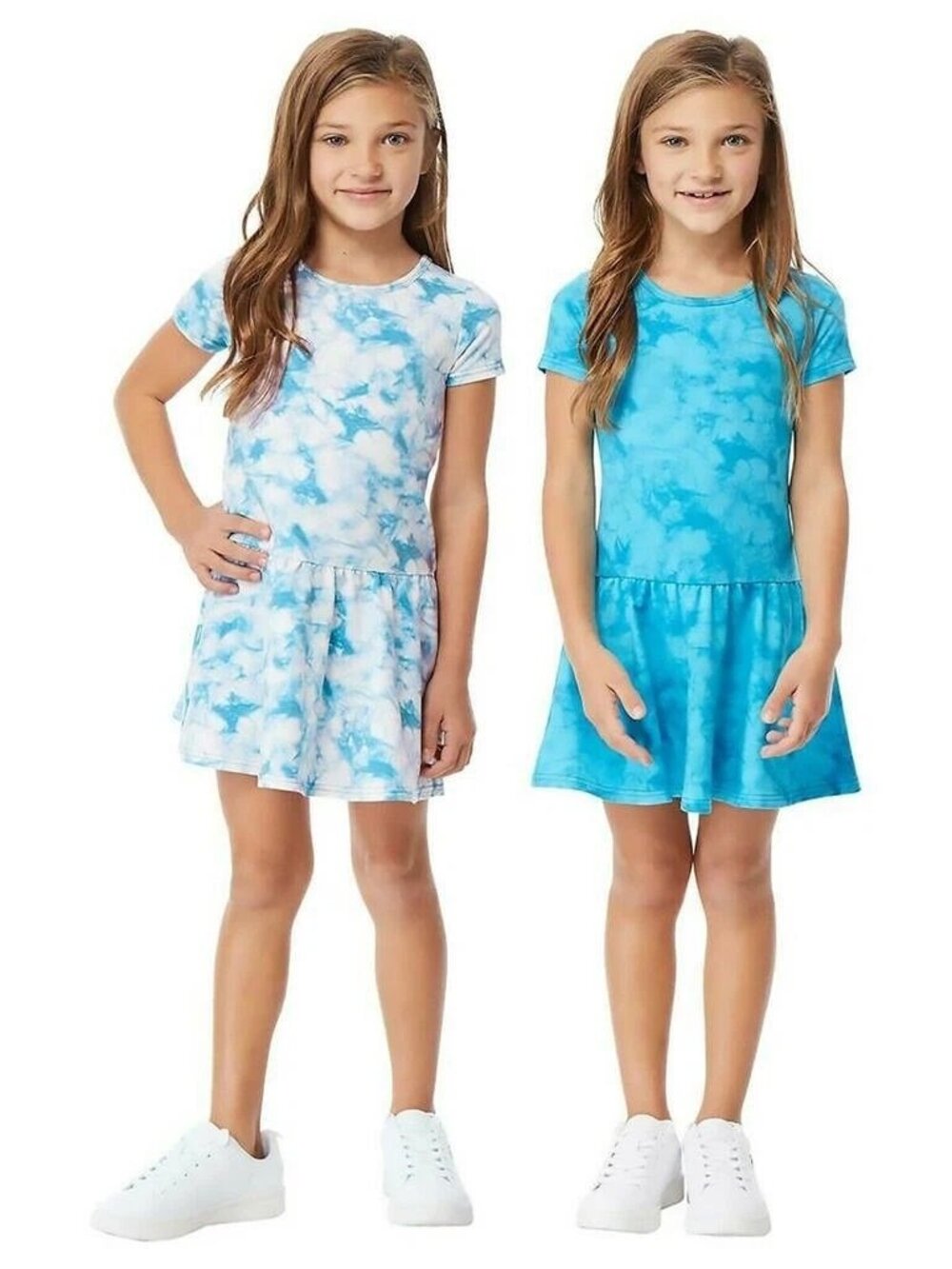 32 Degrees Girls 2 pack Ultra Soft Dress, BLUE ATL- TEAL, 2T
